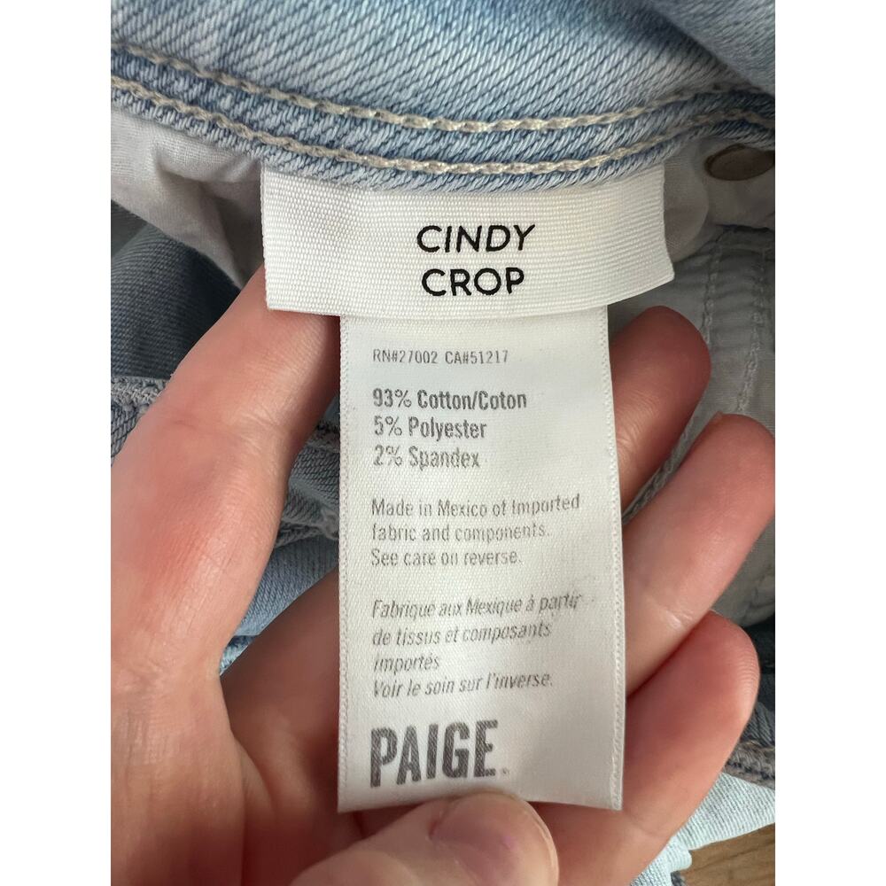 Paige Cindy Crop Straight Leg Jeans Light Wash High Rise Denim Women's 30 FLAW - Picture 5 of 16